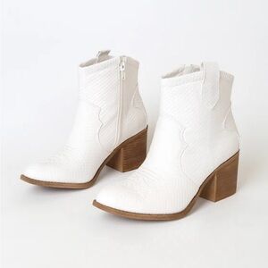 Dirty Laundry White Snake Ankle Booties